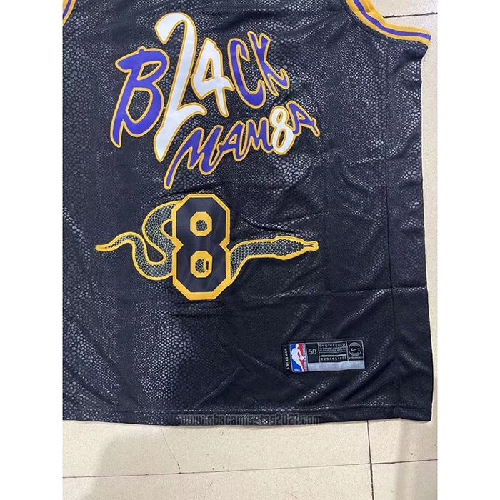 Camiseta Los Angeles Lakers Kobe Bryant #8 24 Black Mamba Snakeskin Negro